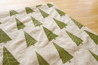 The High Fiber - Christmas Tree Tea Towel, Handprinted on Natural Cotton