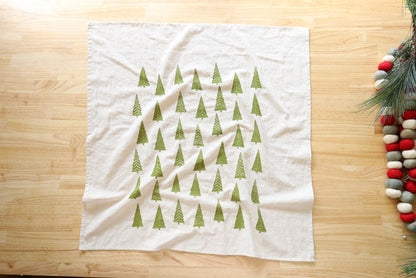 The High Fiber - Christmas Tree Tea Towel, Handprinted on Natural Cotton