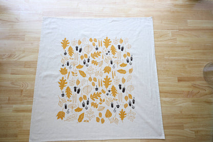 The High Fiber - *NEW* Autumn Leaves and Acorns Kitchen Towel, Handprinted