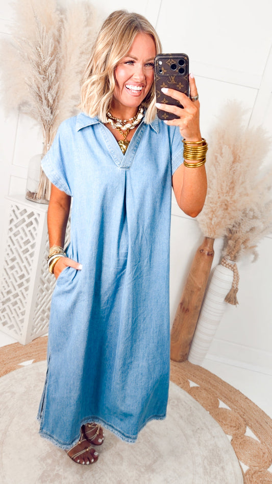 The Sage Washed Denim Dress