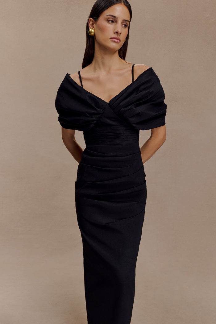Thelma Bardot Maxi Dress - Black