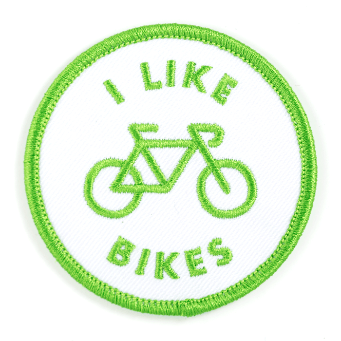 These Are Things - I Like Bikes Embroidered Iron-On Patch: 2.5" wide