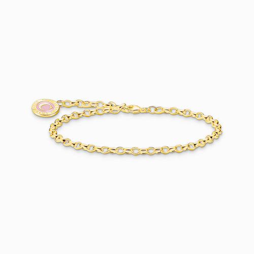 Thomas Sabo Charm-Armband mit pinkem Kaltemaille vergoldet – X2088-427-39