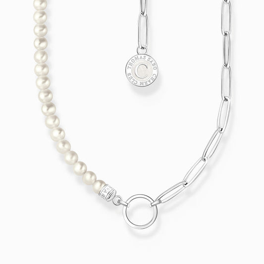 Thomas Sabo Charm-Kette mit weißen Perlen und Kettengliedern Silber – KE2189-158-14-L45V