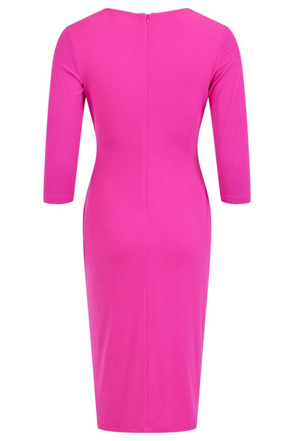 Tia 78336 709333 Cerise Pink Ruched Front Dress - Dotique