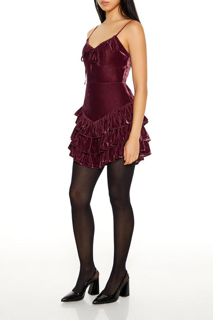 Tiered Velvet Mini Dress