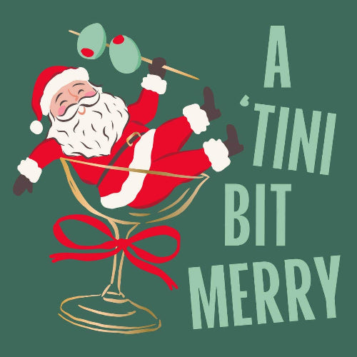 soiree-sisters Christmas Funny Cocktail Napkins | A Tini Bit Merry - Foil