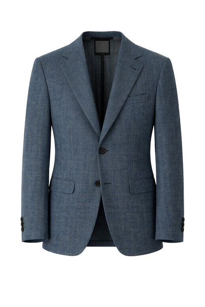 T.O. Boy's Fashion Soho Stretch Blazer Jacket- Blue Grey Herringbone