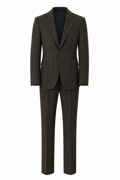 T.O. Boy's Fashion Soho Stretch Suit - Brown Herringbone