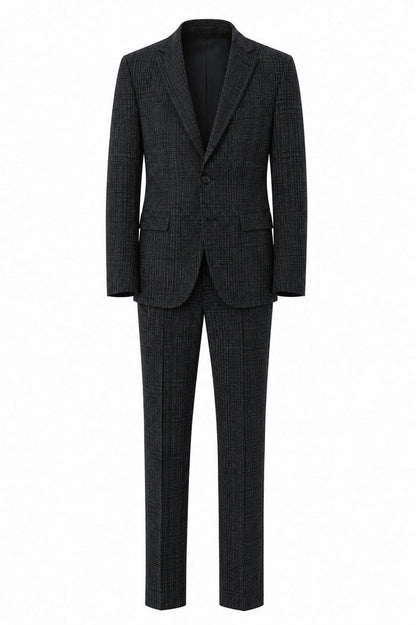 T.O. Boy's Fashion Soho Stretch Suit - Charcoal Plaid