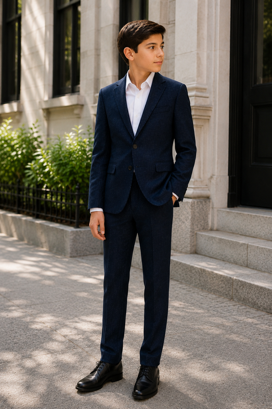 T.O. Boy's Fashion Soho Stretch Suit - Deep Sapphire Navy