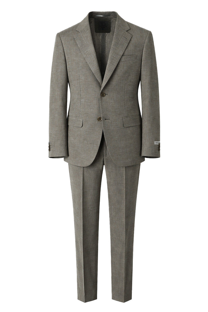 T.O. Boy's Fashion Soho Stretch Suit - Taupe Herringbone