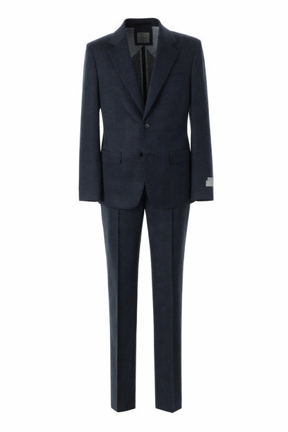T.O. Boy's Fashion Soho Stretch Suit -Navy Plaid