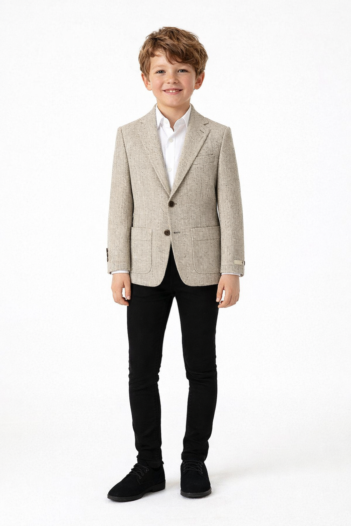 T.O. Boy's TR Patched Pocket Fashion Blazer - Beige