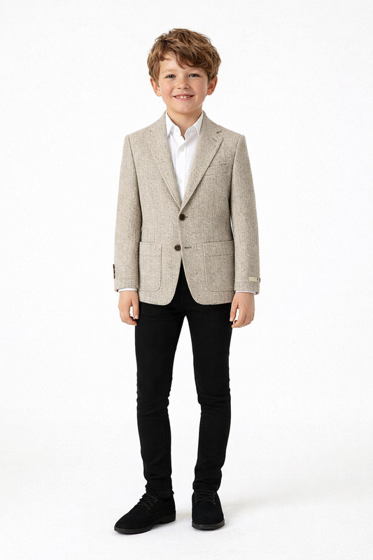 T.O. Boy's TR Patched Pocket Fashion Blazer - Beige