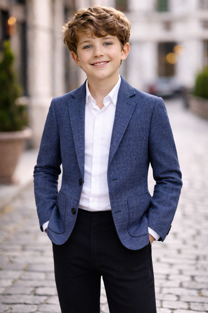 T.O. Boy's TR Patched Pocket Fashion Blazer - Light Blue