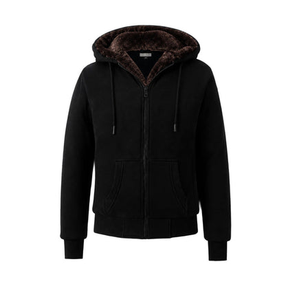 T.O. Collection Adult Black Hoodie - Brown Removable Fur