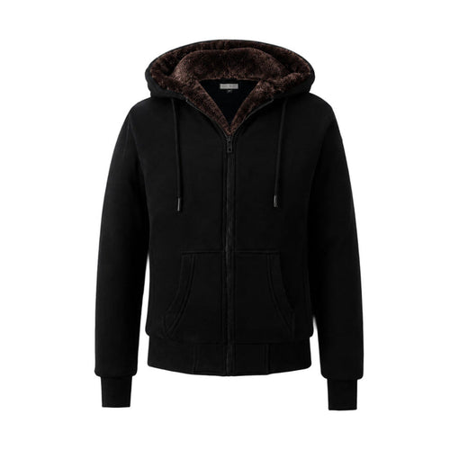 T.O. Collection Boy's Black Hoodie - Brown Removable Fur