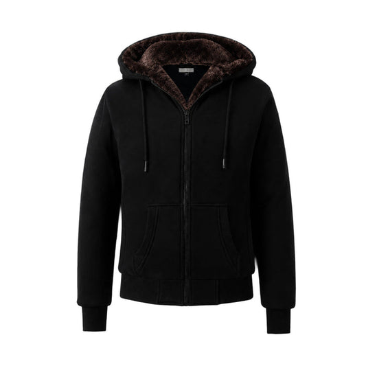 T.O. Collection Boy's Black Hoodie - Brown Removable Fur