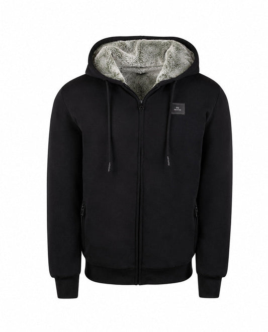 T.O. Collection Kid's Fully Lined Black Fur Hoodie - Green
