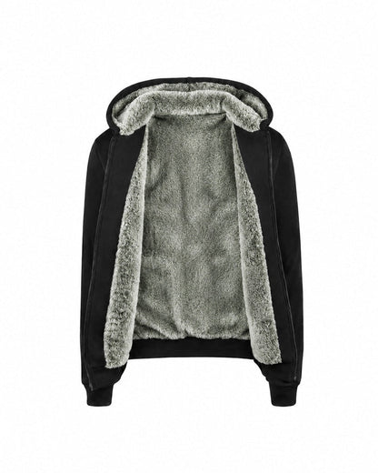 T.O. Collection Kid's Fully Lined Black Fur Hoodie - Green