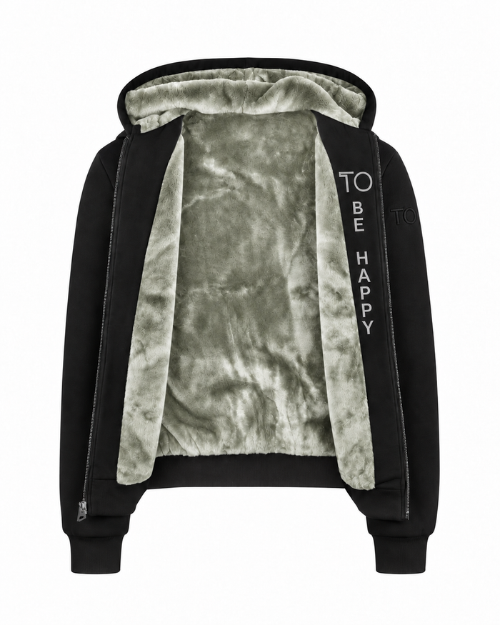 T.O. Collection Kid's Fully Lined Black Fur Hoodie - Green