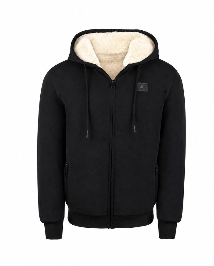 T.O. Collection Kid's Fully Lined Black Fur Hoodie - Ivory