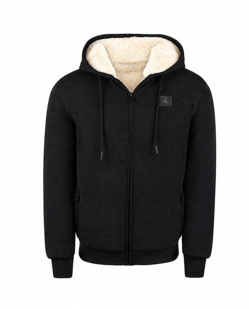 T.O. Collection Kid's Fully Lined Black Fur Hoodie - Ivory