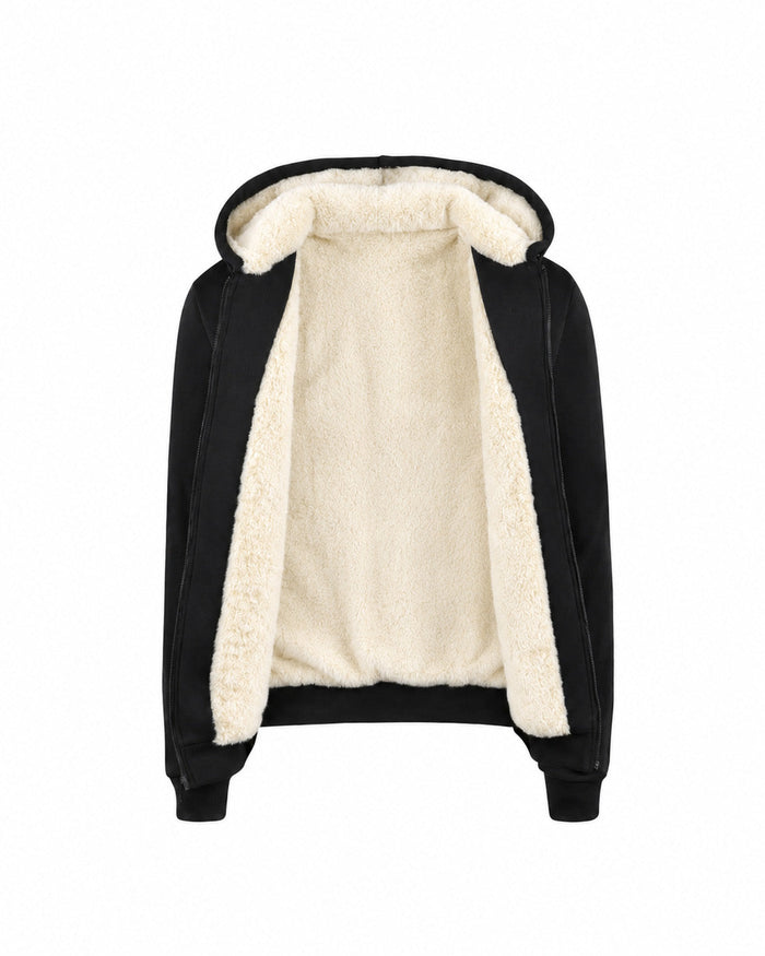 T.O. Collection Kid's Fully Lined Black Fur Hoodie - Ivory