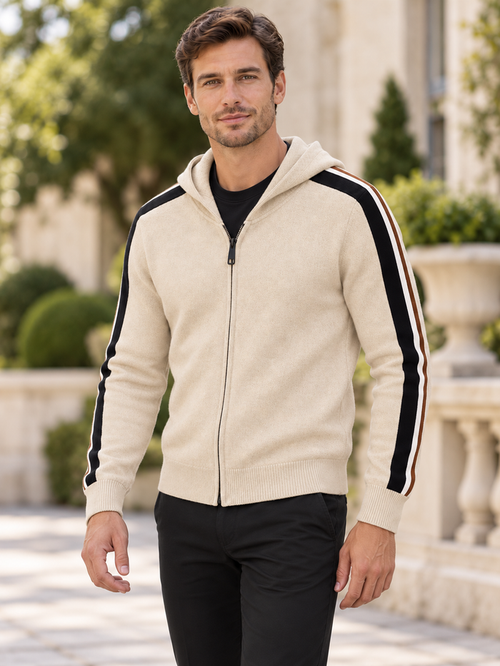 T.O. Collection Men Full Zip Knit Hooded Sweater