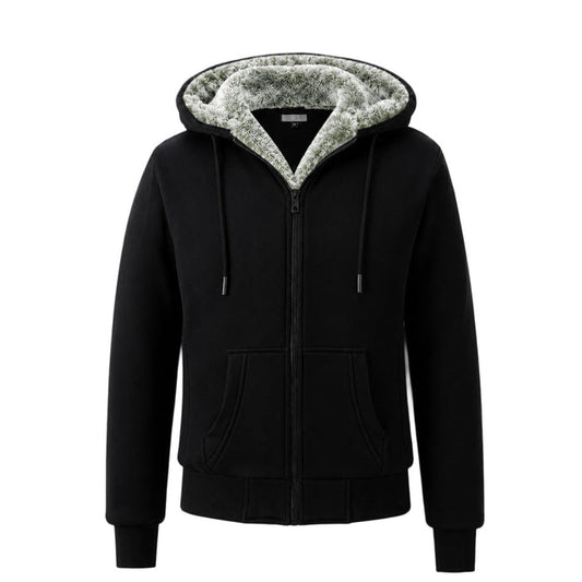 T.O. Collection Men's Black Hoodie - Green Removable Fur