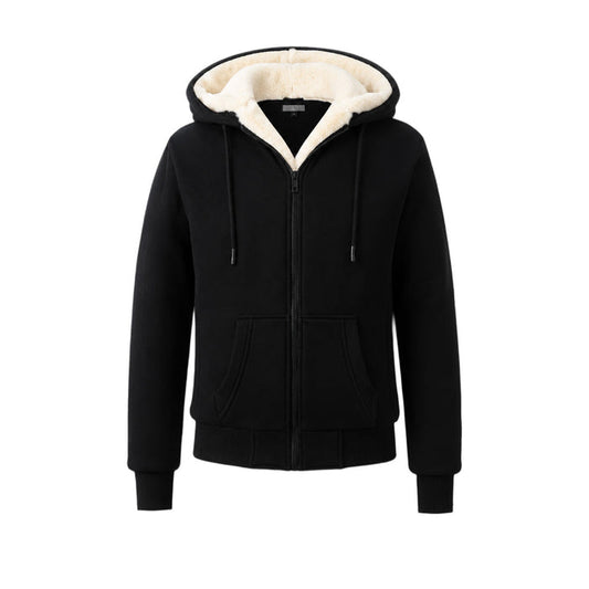 T.O. Collection Men's Black Hoodie - Ivory Removable Fur