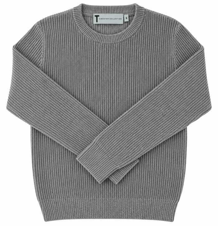 T.O. Collection Men's Crew Neck Ribbed Knit Sweater