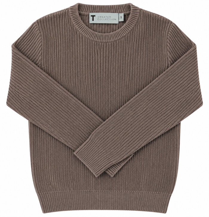 T.O. Collection Men's Crew Neck Ribbed Knit Sweater