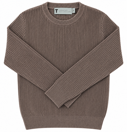 T.O. Collection Men's Crew Neck Ribbed Knit Sweater