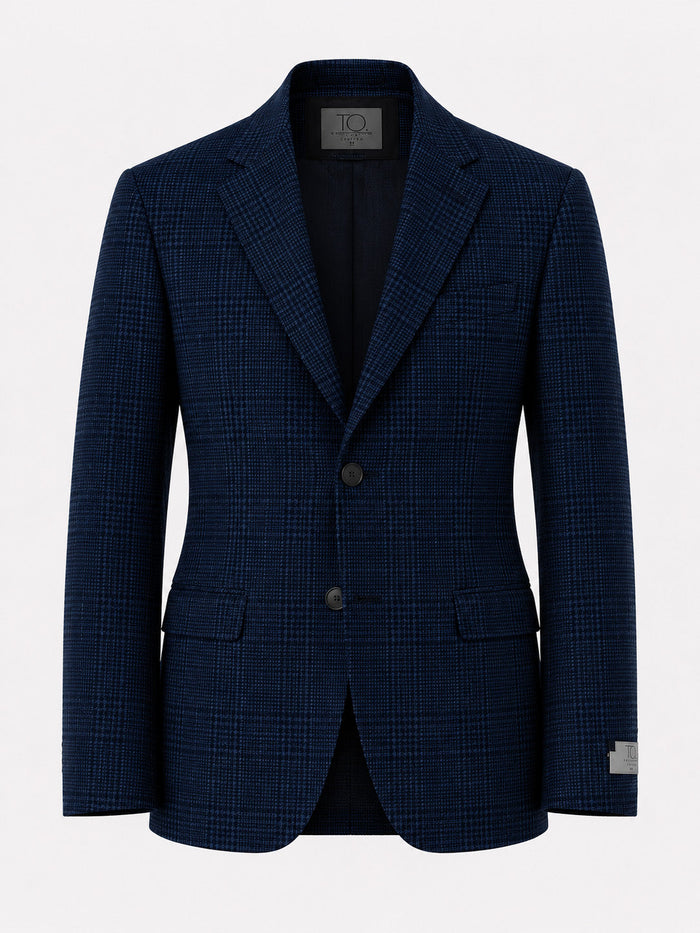 T.O. Men's Fashion Stretch Blazer - Blue Plaid