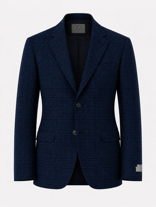 T.O. Men's Fashion Stretch Blazer - Blue Plaid