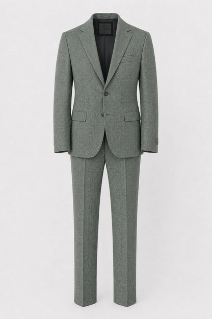 T.O. Men's Fashion Stretch Suit -  Green Herringbone