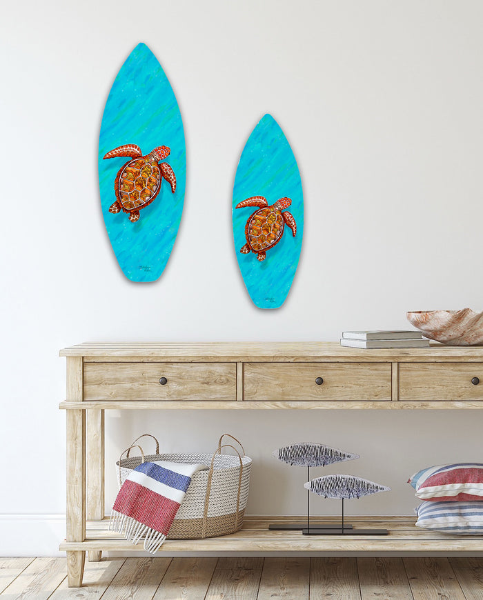 Tranquility Turtle Surfboard Wall Art