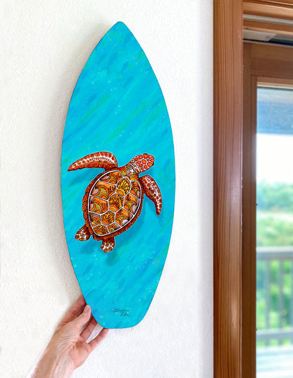 Tranquility Turtle Surfboard Wall Art