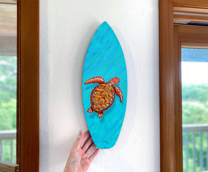Tranquility Turtle Surfboard Wall Art