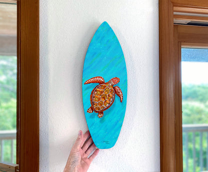 Tranquility Turtle Surfboard Wall Art