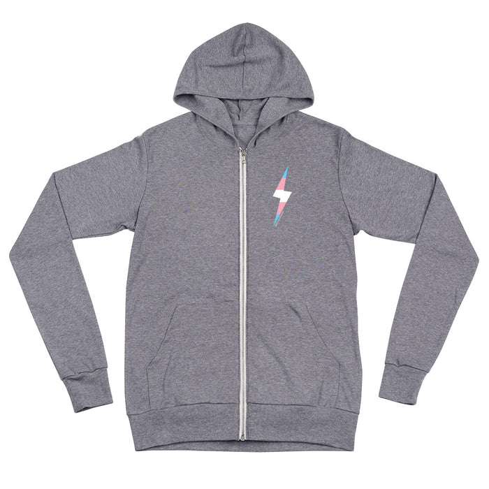Trans Pride Lightning Bolt Unisex Zip Hoodie