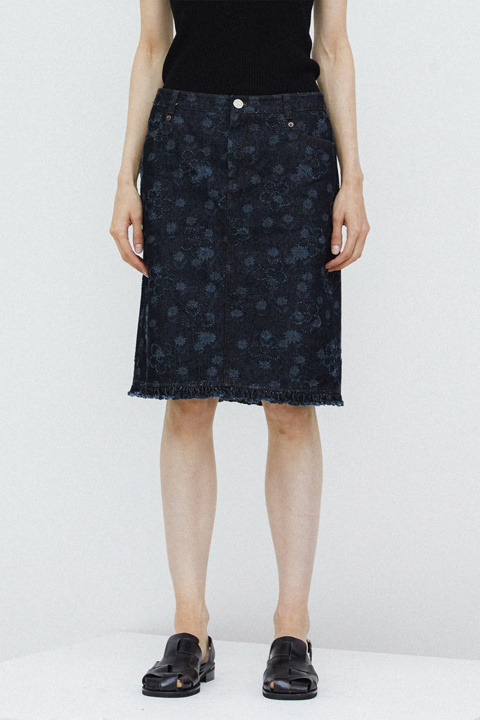TULIP SKIRT - FLOWER DENIM