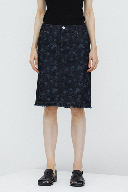 TULIP SKIRT - FLOWER DENIM