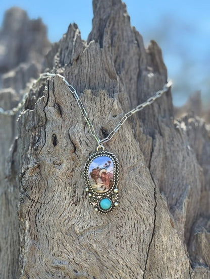 Turquoise Desert Rider Paperclip Chain Necklace