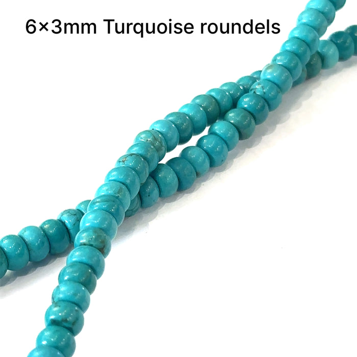 One Turquoise 6x3mm roundels 15'' gemstone strands (AZ)