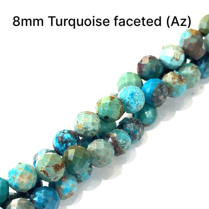 One 8mm Turquoise faceted round (AZ) 16'' gemstone strand