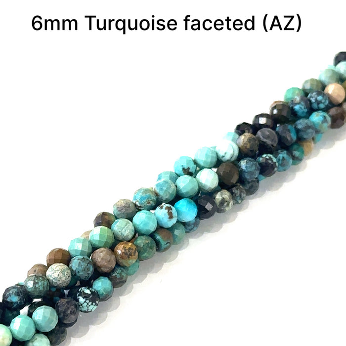 One 6mm Turquoise faceted round 16'' gemstone strand (AZ)