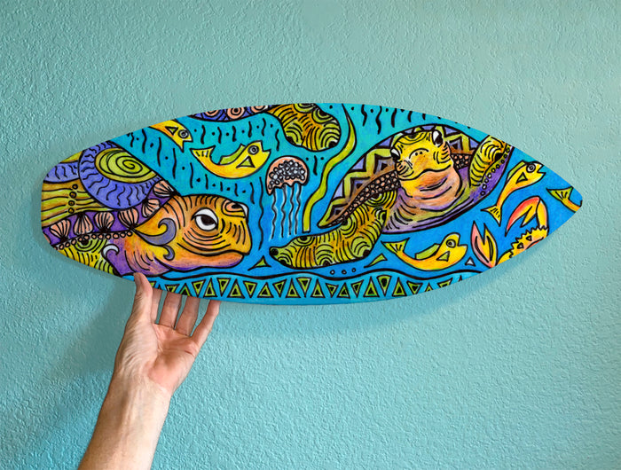 Turtle Time Surfboard Wall Art